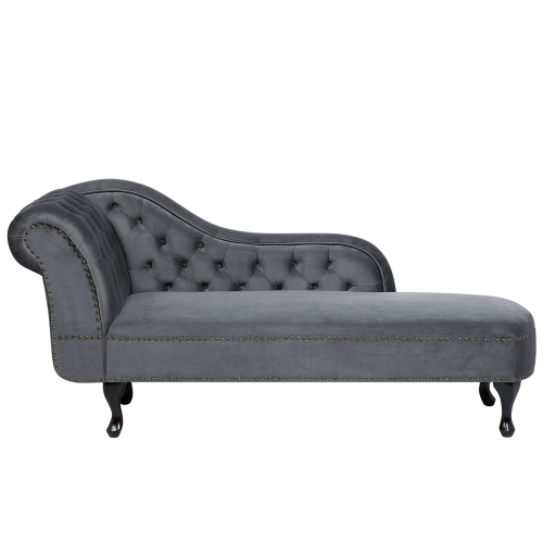 Beliani Left-Hand Chaise Longue NIMES Velvet Grey