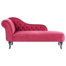Left-Hand Chaise Longue NIMES Velvet Burgundy