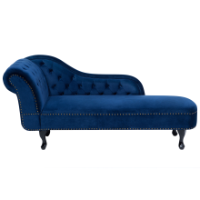 Left-Hand Chaise Longue NIMES Velvet Navy Blue