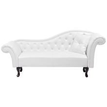 Right-Hand Chaise Longue LATTES Faux Leather White