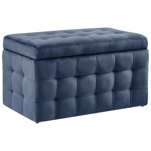 Beliani Storage Ottoman MICHIGAN Velvet Dark Blue