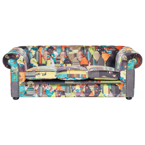 Beliani Sofa 3 Seater CHESTERFIELD Fabric Light Green