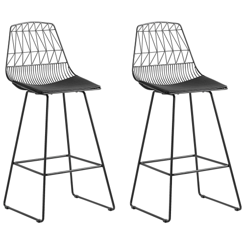 Beliani Set of 2 Bar Chairs PRESTON Metal Black