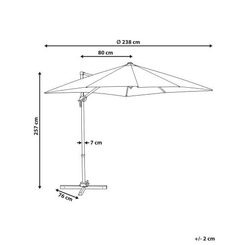 Beliani Cantilever Parasol 238 cm MONZA Light Beige 2