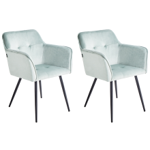 Set of 2 Dining Chairs JASMIN Velvet Mint Green