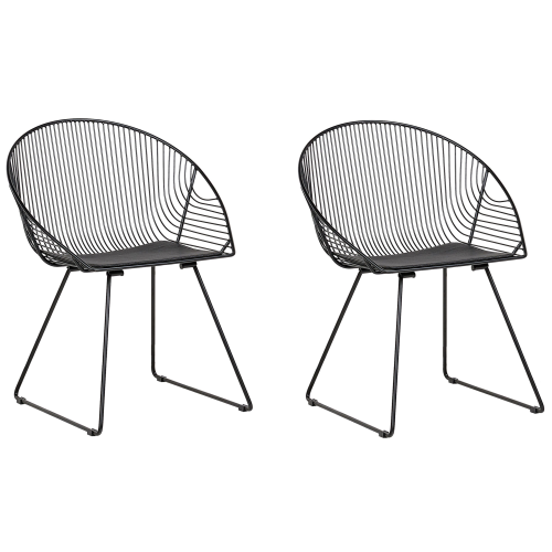 Beliani Set of 2 Dining Chairs AURORA Metal Black