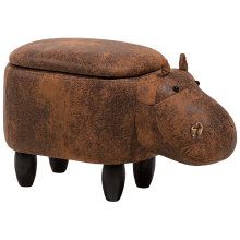 Storage Animal Stool HIPPO Hippo Faux Leather Brown