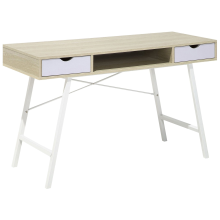 Home Office Desk CLARITA 120 cm 48 cm with Drawers Light Brown