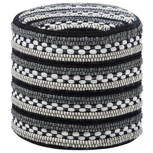 Beliani Pouffe GUNTUR Wool Black/ White
