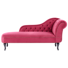 Right-Hand Chaise Longue NIMES Velvet Dark Red