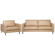 Living Room Set 4 Seater SAVALEN Faux Leather Beige