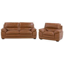 Living Room Set 4 Seater HORTEN Leather Brown