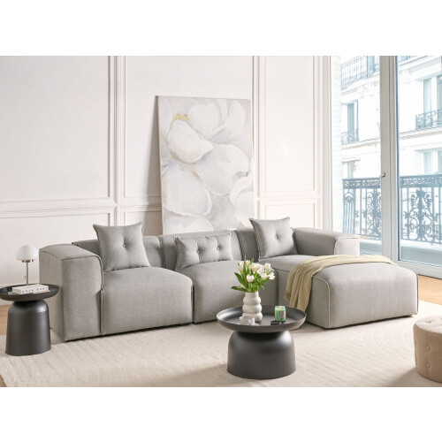 Beliani Corner Sofa DOLVA Fabric Light Grey Left Hand 1