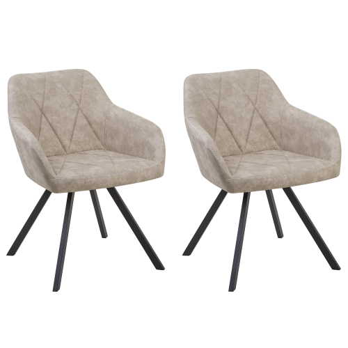 Beliani Set of 2 Dining Chairs MONEE Fabric Beige