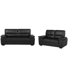 Living Room Set 5 Seater VOGAR Faux Leather Black
