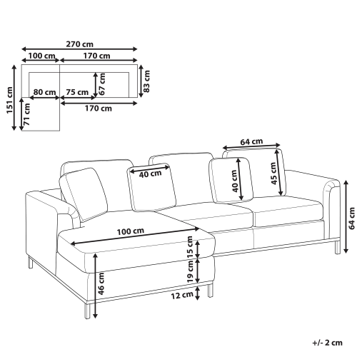 Beliani Corner Sofa 4 Seater OSLO Velvet Grey Right Hand 2