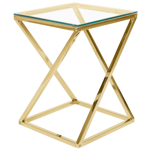 Beliani Side Table BEVERLY Glass Gold