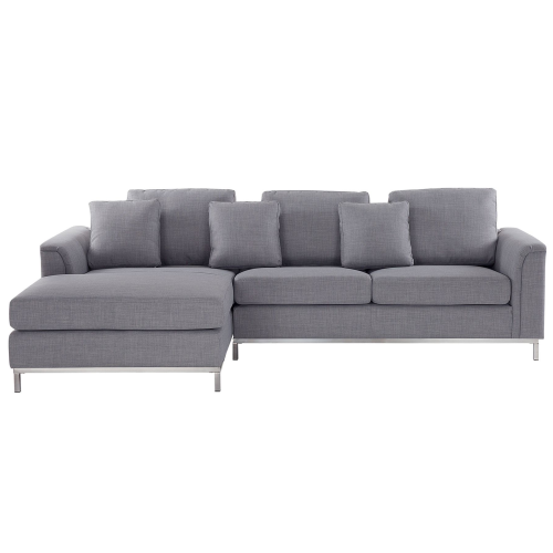 Beliani Corner Sofa OSLO Fabric Light Grey Right Hand