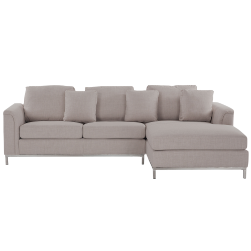 Beliani Corner Sofa 4 Seater OSLO Fabric Beige Left Hand