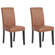 Set of 2 Dining Chairs BROADWAY Faux Leather Golden Brown