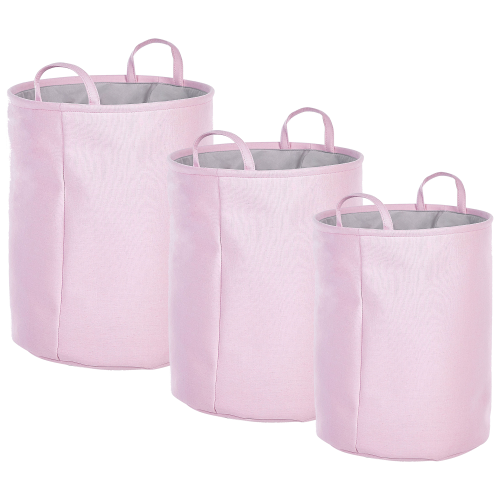 Beliani Set of 3 Baskets ARCHA Cotton Pink