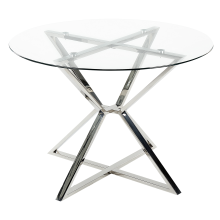 Dining Table BOSCO Silver 105 cm 105 cm Tempered Glass