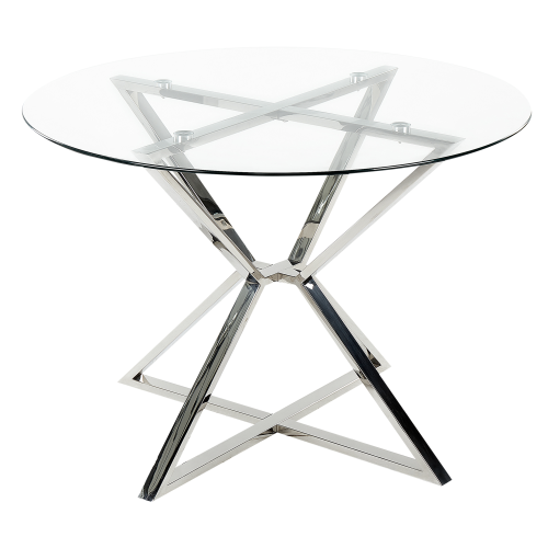 Beliani Dining Table BOSCO Silver 105 cm 105 cm Tempered Glass