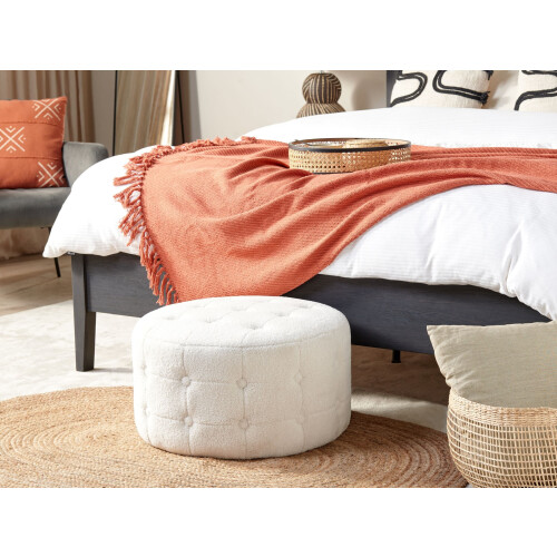 Beliani Pouffe TAMPA Boucle White 1