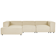 Modular Corner Sofa 3 Seater APRICA Faux Linen Beige Right Hand