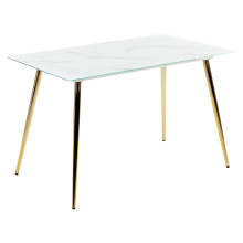 Dining Table MULGA Marble/ Gold 120 cm 70 cm Tempered Glass