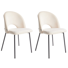 Set of 2 Dining Chairs COVELO Fabric Light Beige