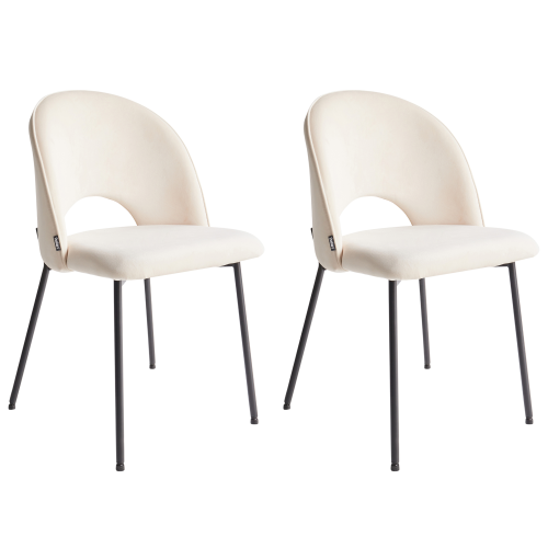 Beliani Set of 2 Dining Chairs COVELO Velvet Light Beige