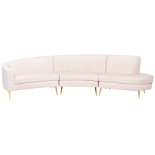 Curved Sofa 4 Seater MOSS Velvet Light Beige