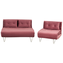Living Room Set 3 Seater VESTFOLD Velvet Pink
