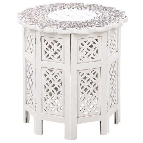 Beliani Side Table BADHI Mango Wood White