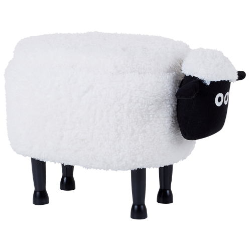 Beliani Storage Animal Stool SHEEP Sheep Fabric White