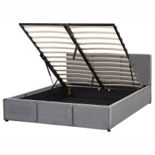 Ottoman Bed BOUSSE Velvet Dark Grey 140 x 200 cm (EU Double)