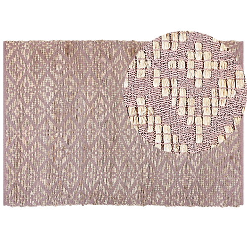 Beliani Rug GERZE Pink 160 x 230 cm Cotton
