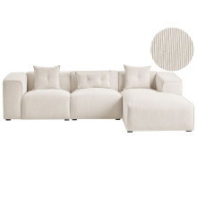 Corner Sofa DOLVA Corduroy Off-White Left Hand