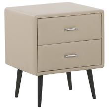 2 Drawer Bedside Table ESSONNE Faux Leather Beige