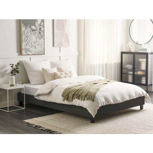 Beliani Bed without Headboard Fabric ROANNE 160 x 200 cm (EU King Size) Grey 1