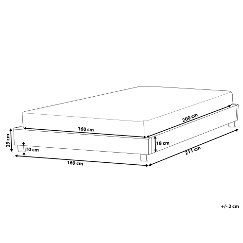Beliani Bed without Headboard Fabric ROANNE 160 x 200 cm (EU King Size) Grey 2