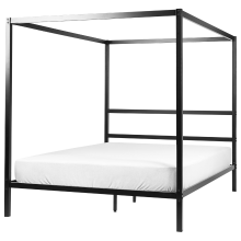 Four Poster Bed Metal LESTARDS 160 x 200 cm (EU King Size) Black