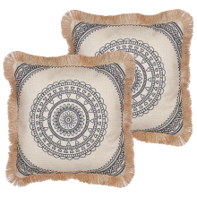 Set of 2 Decorative Cushions AGRIMONY 45 x 45 cm Black Oriental Pattern