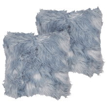 Set of 2 Decorative Cushions LUBHA 42 x 42 cm Faux Fur Dark Blue Solid