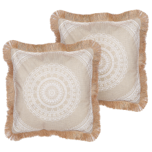 Set of 2 Decorative Cushions AGRIMONY 45 x 45 cm Beige Oriental Pattern