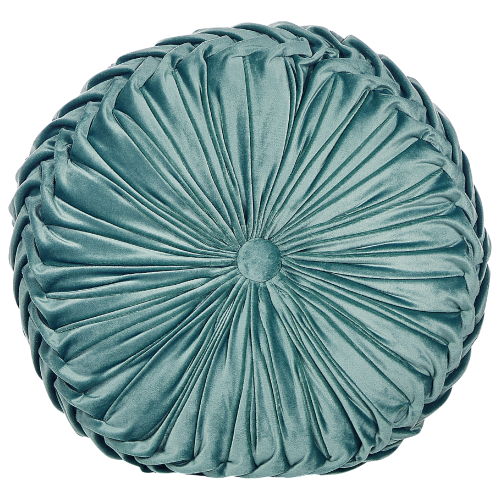 Beliani Throw Cushion UDALA 40 x 40 cm Velvet Teal Solid