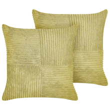 Set of 2 Decorative Cushions MILLET 43 x 43 cm Corduroy Olive Green Geometric Pattern