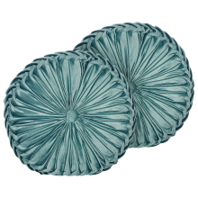 Set of 2 Decorative Cushions UDALA 40 x 40 cm Velvet Teal Solid