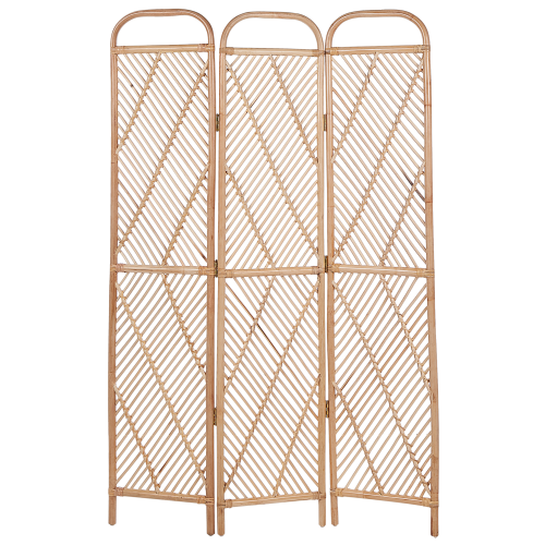 Beliani 3 Panel Room Divider COSENZA 106 cm 180 cm Light Brown